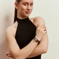 Браслет кожа &laquo;Совушка&raquo;, чёрный в серебре, L=20 см