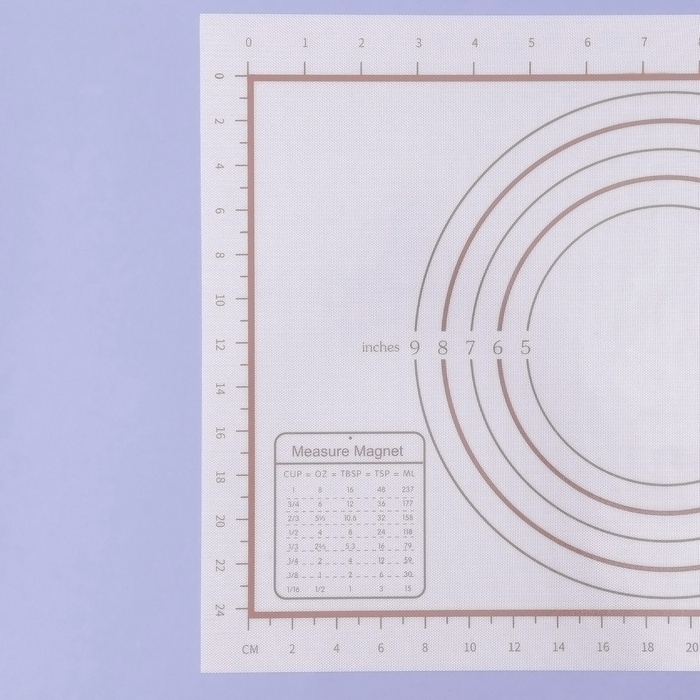 Коврик для выпечки и раскатки теста с разметкой, армированный, силикон, 42×29,5 см, белый