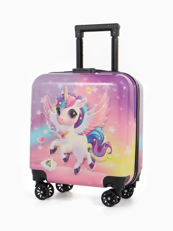 Чемодан дет Единорог 18 Чемодан дет Единорог 18", 35*22*27 см, отдна молнии, код.замок, 4 колеса,