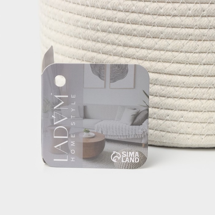 Корзина для хранения плетёная ручной работы LaDо́m &laquo;Дориан&raquo;, 25&times;25&times;22 см, цвет бело-серый