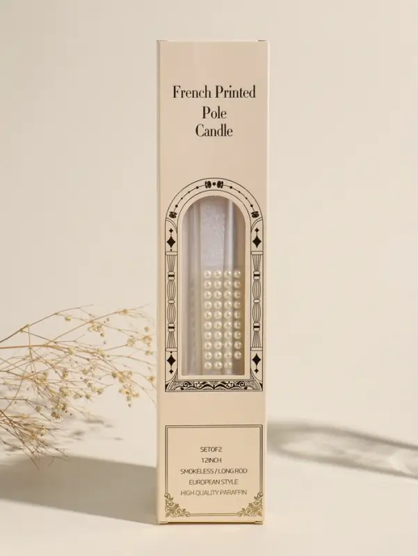 Набор свечей античных, 2,3х30 см, 2 шт "Белый жемчуг" 7,5х33,5х2,5 см