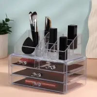 Бокс для хранения косметики, 20 секций, 22.5&times;13&times;18 см, 4 выдвижных ящика, прозрачный