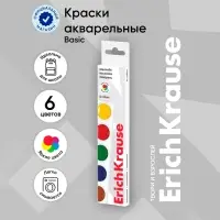 Акварель ErichKrause, 6 цветов, без кисти, картон, европодвес (облегчённая упаковка)