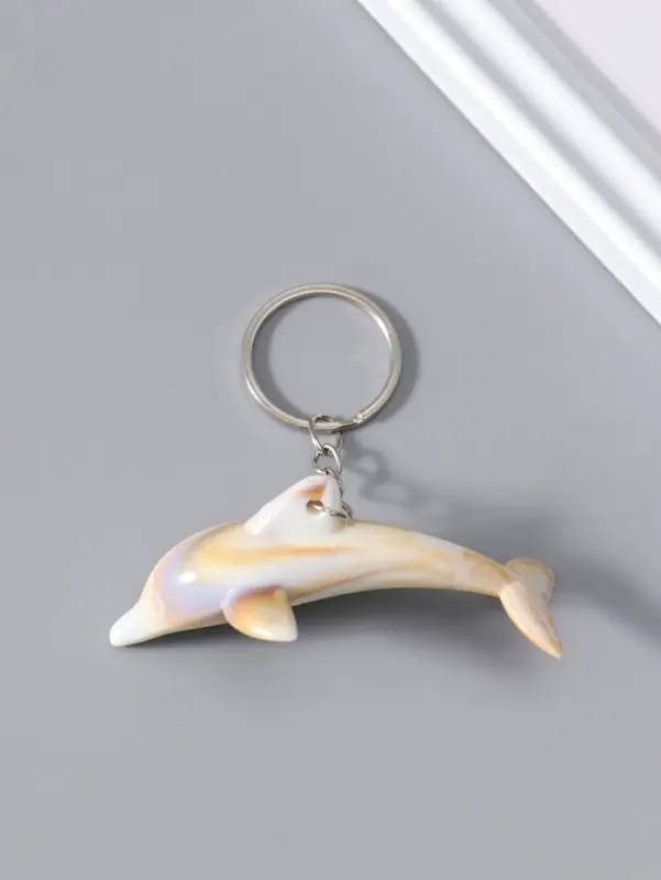 Брелок пластик "Дельфин" под песочный мрамор 7,4х2,8х2 см