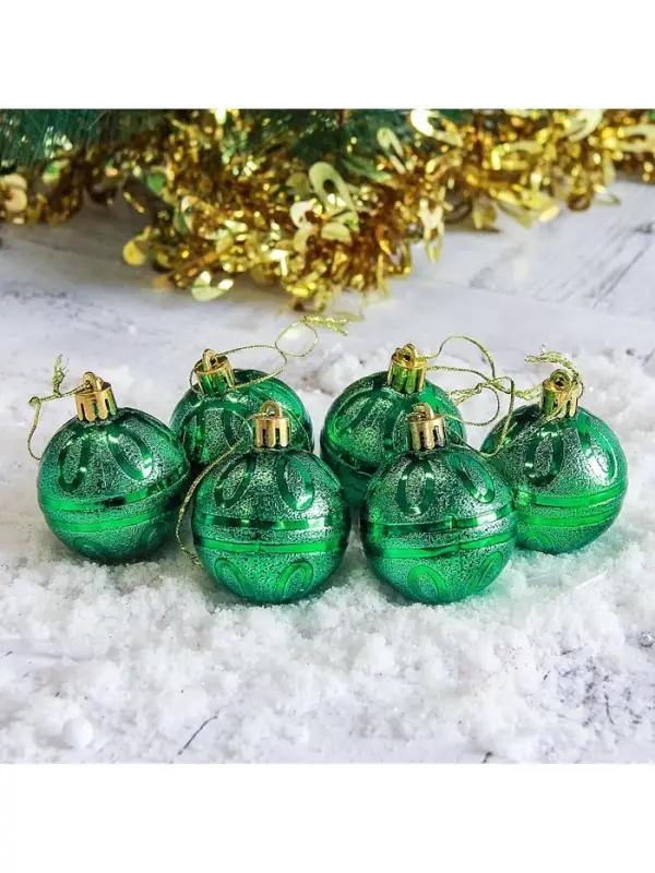 Ёлочные игрушки &laquo;Флёр&raquo;, шары новогодние, набор 6 шт., d=5 см, зелёный