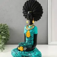 Сувенир полистоун "Африканка в бирюзовом наряде" чёрный 14,5х10х26,5 см Сувенир полистоун "Африканка в бирюзовом наряде" чёрный 14,5х10х26,5 см