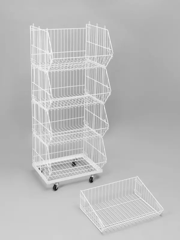 Накопитель разборный на колесах, 5 корзин, 50&times;43&times;147, белый