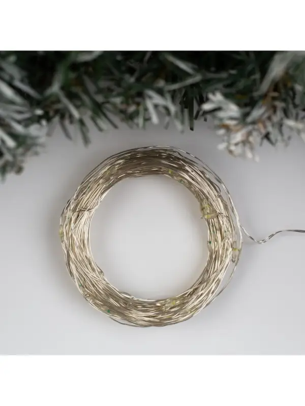Гирлянда &laquo;Нить&raquo; 10 м, роса, IP20, серебристая нить, 100 LED, свечение белое, мерцание белым, 12 В