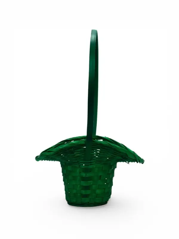 Корзина плетеная 21 х 18 х 14 см, ручка h=15 см, зеленый "шляпа"