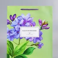 Пакет подарочный ламинированный &laquo;Вдохновение&raquo;, светло - зелёный, 26&times;12&times;32 см