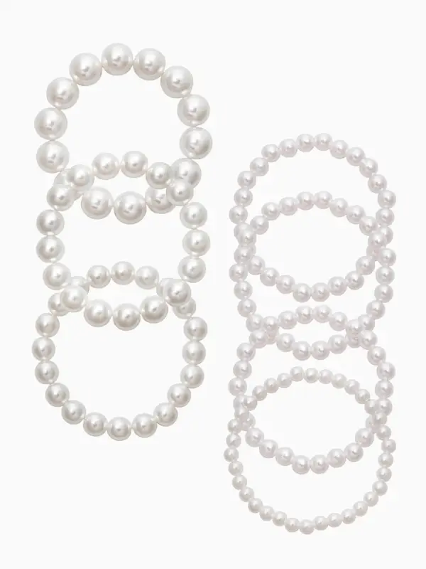 Браслеты из бусин &laquo;Жемчужный облик&raquo;, набор 7 шт. бусины №6.8.10.14, белый