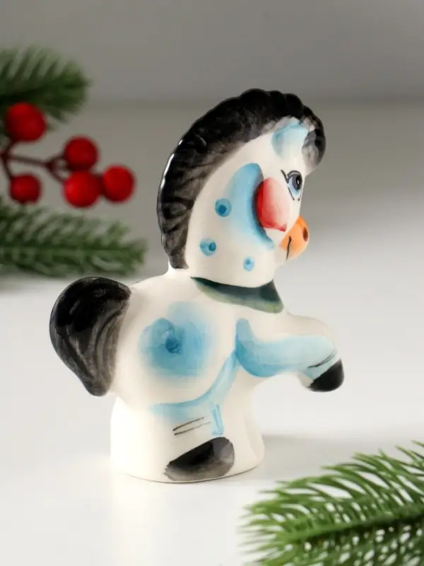 Сувенир Конь Буран большой, 11х10х4,5 см, гжель, цвет Сувенир Конь Буран большой, 11х10х4,5 см, гжель, цвет