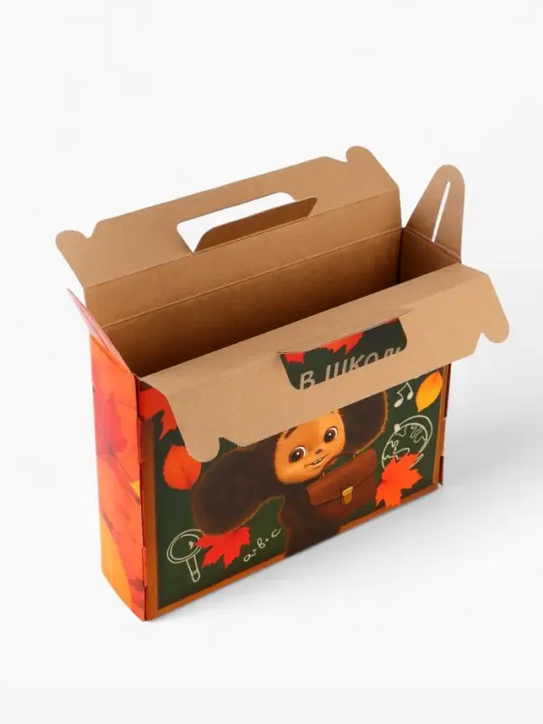 Коробка подарочная складная &laquo;Снова в школу&raquo;, Чебурашка, 33.5&times;25.5&times;7.5 см