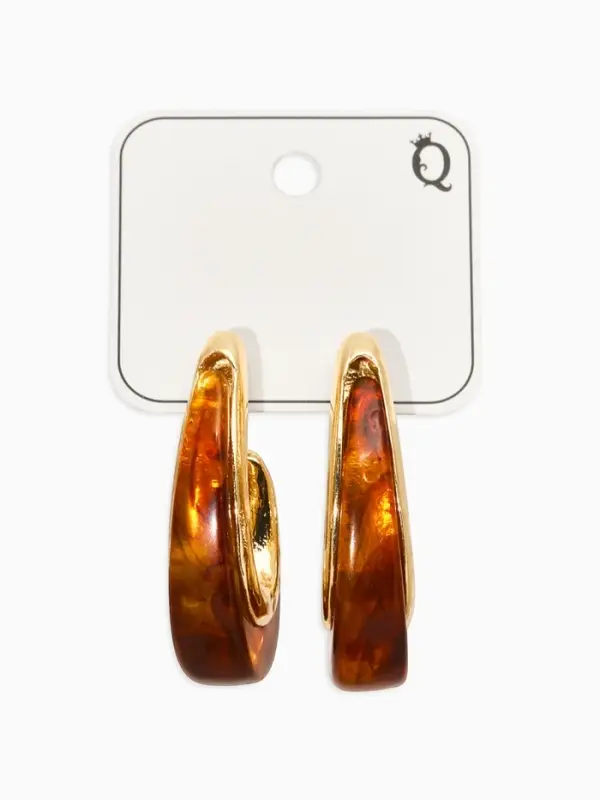 Серьги акрил "Петля", цвет коричневый в золоте