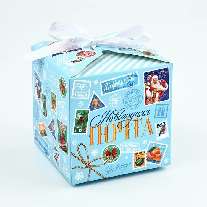 Коробка подарочная новогодняя складная «Новогодняя почта», 12 х 12 х 12 см Коробка подарочная новогодняя складная «Новогодняя почта», 12 х 12 х 12 см