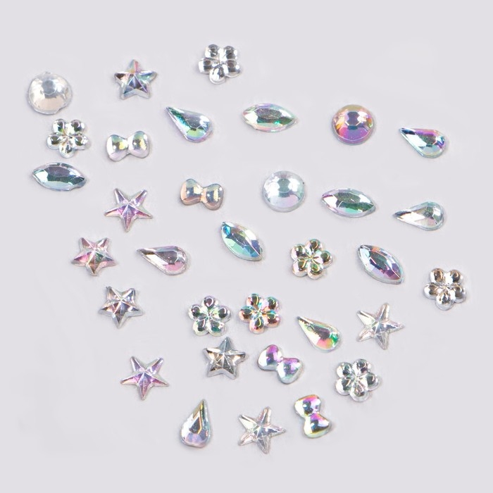 Стразы фигурные для декора «Ассорти», цвет серебристый Стразы фигурные для декора «Ассорти», цвет серебристый