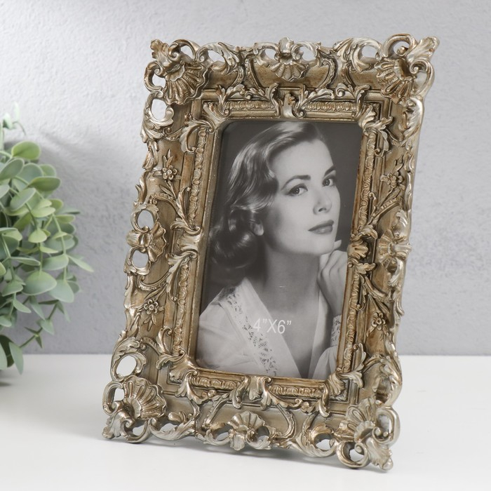 Фоторамка полистоун 10х15 см Фоторамка полистоун 10х15 см "Ампир" серебро 22,5х17,5 см