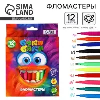 Фломастеры 12 цветов в коробке Букибяки