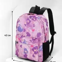 Рюкзак школьный на молнии, с карманами, с рисунком, размер 30&times;13&times;42 см, сиреневый