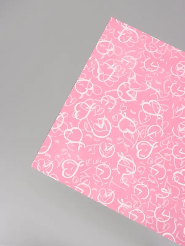 Плёнка флористическая для цветов, &laquo;Сердца&raquo;, розовая, 57&times;57 см