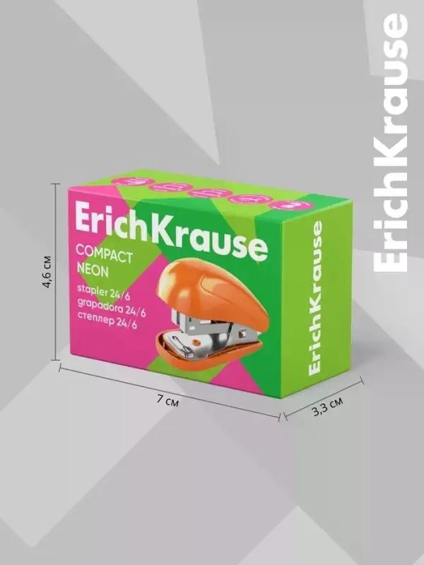 Степлер mini №24/6 20 л ErichKrause Compact Neon, МИКС