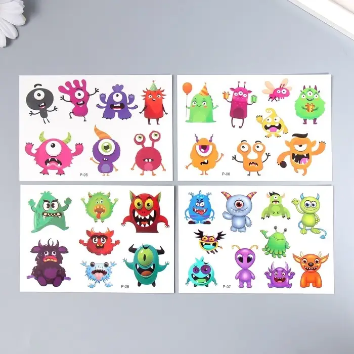 Татуировка на тело цветная Татуировка на тело цветная "Праздник монстров" 11,5х8 см, МИКС