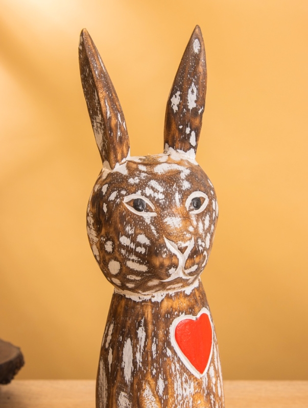 Набор сувенирный Набор сувенирный "Зайцы с сердечком" дерево, h - 25,20 и 15 см, цв. коричневый