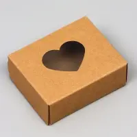 Коробка складная &laquo;Сердца&raquo;, крафт, с окном, 10&times;8&times;3.5 см