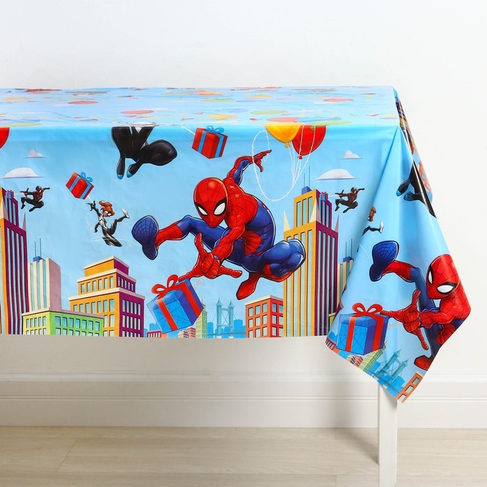 Скатерть одноразовая праздничная 120х180 см, 35 мкр, Человек-паук Скатерть одноразовая праздничная 120х180 см, 35 мкр, Человек-паук