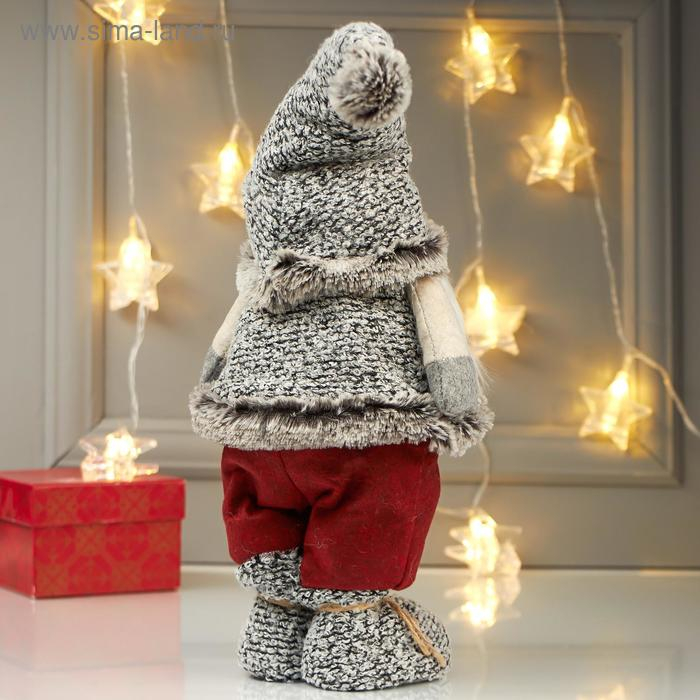 Кукла интерьерная Кукла интерьерная "Дедушка в бордовых штанах и серой куртке" 42х12х17 см