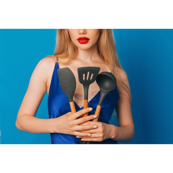 Половник Доляна «Брауни», 33 см, цвет серый/бежевый Половник Доляна «Брауни», 33 см, цвет серый/бежевый