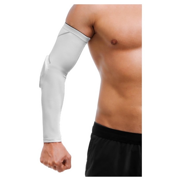 Рукав спортивный компрессионный с защитой ONLYTOP, р. L, цвет белый Рукав спортивный компрессионный с защитой ONLYTOP, р. L, цвет белый