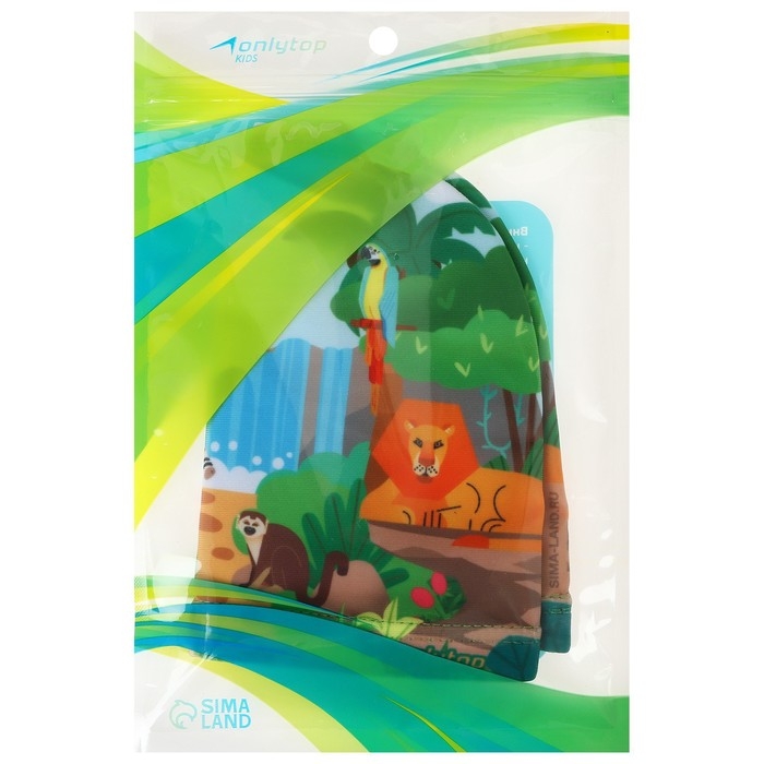 Шапочка для плавания детская ONLYTOP «Сафари», тканевая, обхват 46-52 см