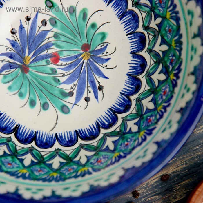 Коса Риштанская Керамика  Коса Риштанская Керамика "Узоры" 15,5 см, средняя, синий микс