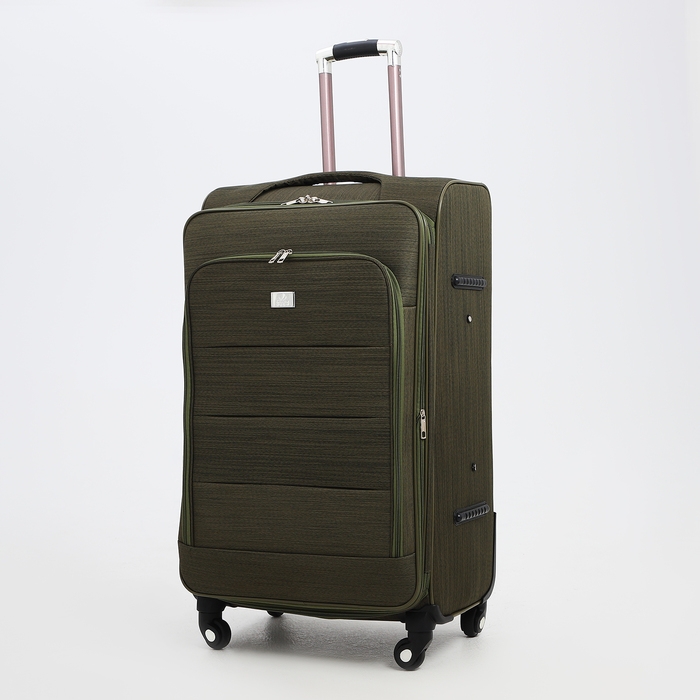 Чемодан большой 95 л (L), отдел на молнии, с расширением, кодовый замок, 4 колеса, наружный карман, цвет хаки Чемодан большой 95 л (L), отдел на молнии, с расширением, кодовый замок, 4 колеса, наружный карман, цвет хаки