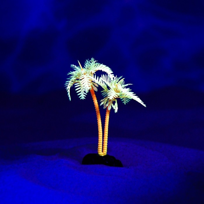 Растение искусственное аквариумное  Растение искусственное аквариумное "Пальма", светящееся, 10 см, красное