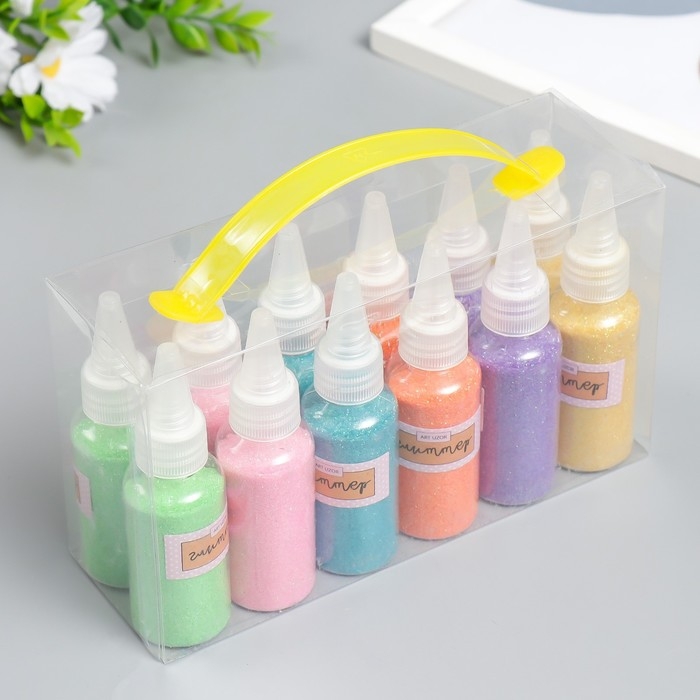 Глиттер для творчества в бутылочке Глиттер для творчества в бутылочке "Пудра неон" 30 гр МИКС 10х2,8х2,8 см