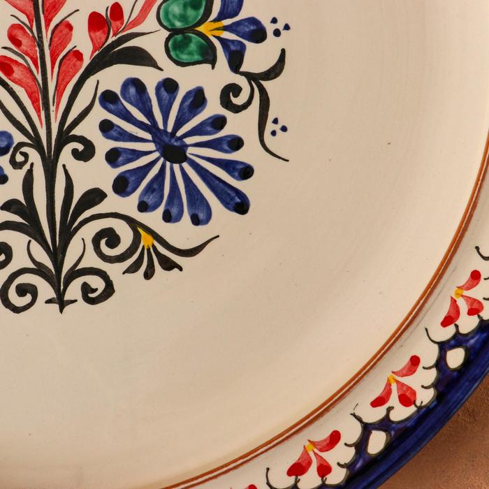 Блинница Риштанская Керамика  Блинница Риштанская Керамика "Цветы", 38 см, синий микс