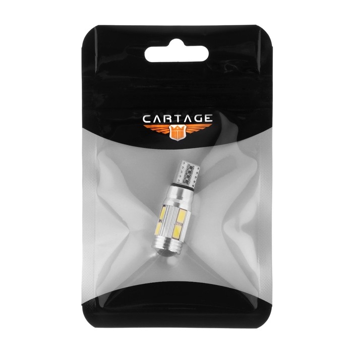 Автолампа светодиодная Cartage, T10, 12 В, 10 SMD, линза Автолампа светодиодная Cartage, T10, 12 В, 10 SMD, линза