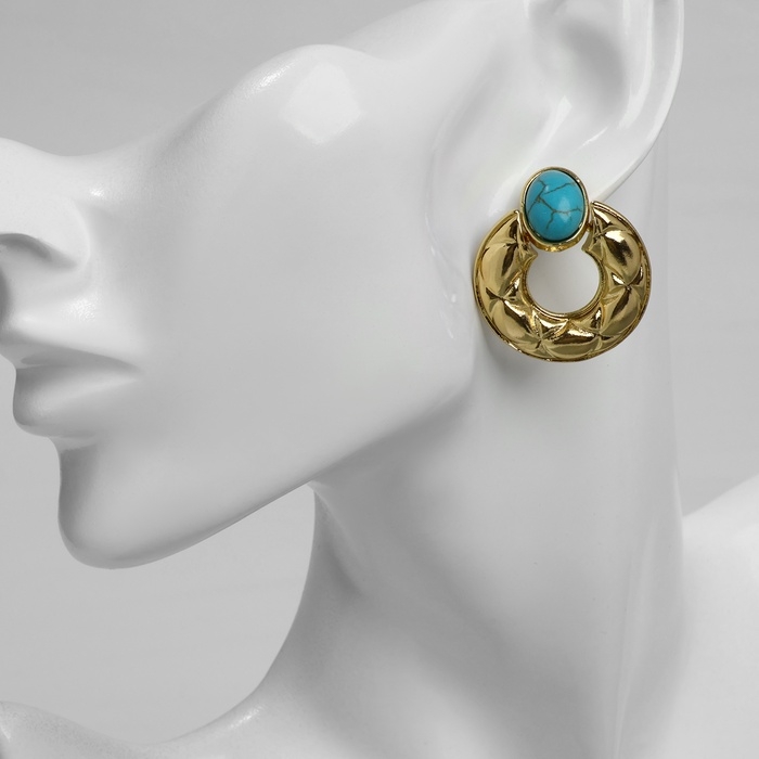 Серьги Серьги "Бирюзовый мир" сфера, цвет голубой в золоте