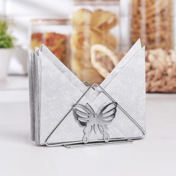 Салфетница Доляна «Бабочки», 6×14×8 см, цвет хром Салфетница Доляна «Бабочки», 6×14×8 см, цвет хром