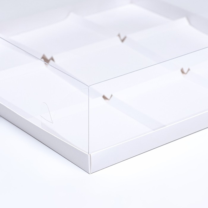 Коробка для муссовых пирожных 9 штук 30x30x8, Белый Коробка для муссовых пирожных 9 штук 30x30x8, Белый