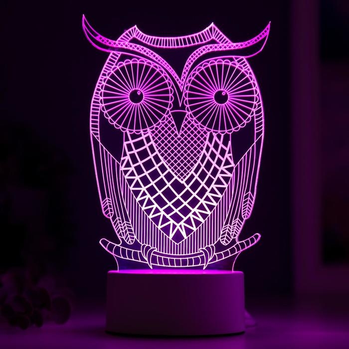 Светильник  Светильник "Большой филин" LED RGB от сети 9,5х13х22см RISALUX