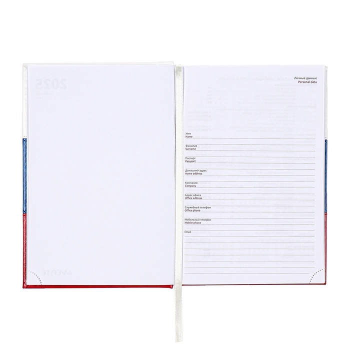 Ежедневник датированный 2025 года, deVENTE. Flag, A5 168 листов, твердая обложка кожзам с поролоном, тиснение фольгой, перфорация, ляссе, блок 70 г/м2 Ежедневник датированный 2025 года, deVENTE. Flag, A5 168 листов, твердая обложка кожзам с поролоном, тиснение фольгой, перфорация, ляссе, блок 70 г/м2