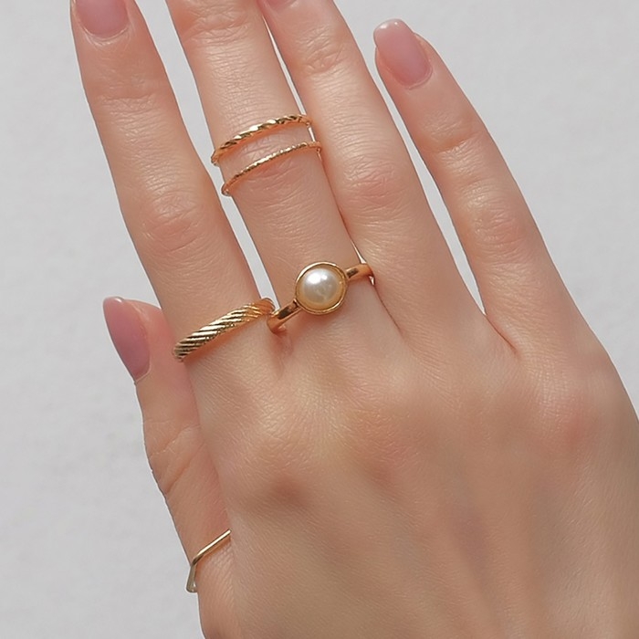 Кольцо набор 5 штук «Идеальные пальчики» грация, цвет белый в золоте