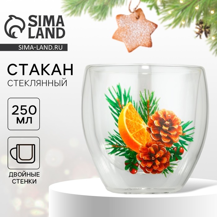 Новый год. Стакан с двойными стенками «Аромат праздника», 250 мл Новый год. Стакан с двойными стенками «Аромат праздника», 250 мл