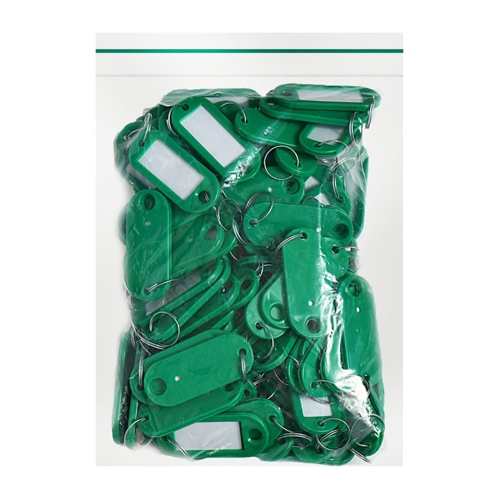 Набор брелоков для ключей, 100 штук, 53 мм, цвет зеленый Набор брелоков для ключей, 100 штук, 53 мм, цвет зеленый