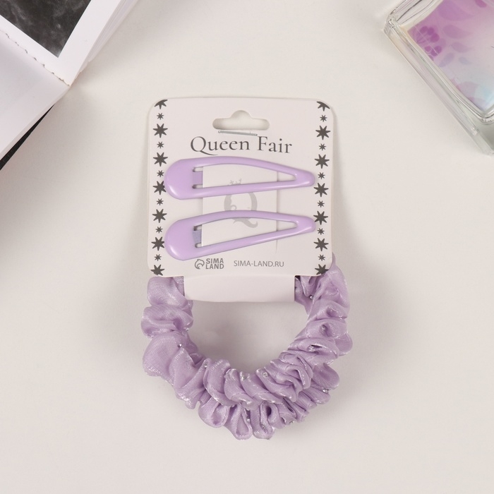 Набор для волос Набор для волос "Глория блеск" (2 резинки 5,5 см, 2 невидимки 5 см) сиреневый