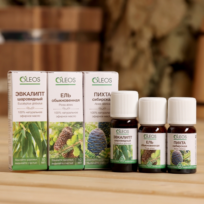 Эфирное масло Эфирное масло "Пихта, Эвкалипт, Ель", набор 3 шт по 10 мл Oleos