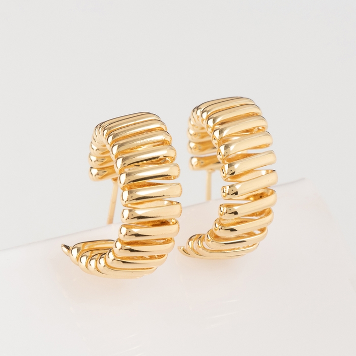 Серьги металл «Геометрия» дорожка акары, цвет золото, d=3,3 см Серьги металл «Геометрия» дорожка акары, цвет золото, d=3,3 см